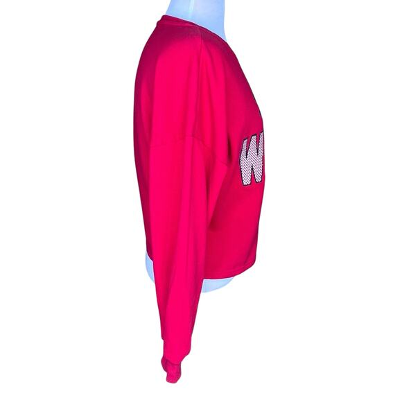 Disney 100 Anniversary “WONDER” Boxy Red Embroidered Sweatshirt Size M (7-9) EUC - Picture 2 of 7